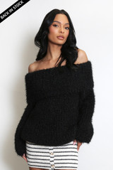 Chunky Soft Bardot Cable Knit Jumper