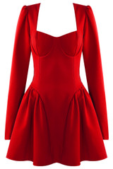 Long Sleeve Godet Mini Dress