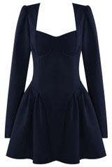 Long Sleeve Godet Mini Dress