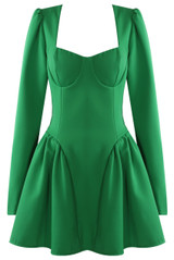 Long Sleeve Godet Mini Dress