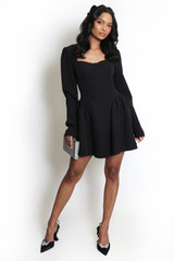 Long Sleeve Godet Mini Dress