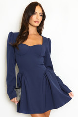 Long Sleeve Godet Mini Dress Long Sleeve Godet Mini Dress