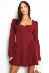 Long Sleeve Godet Mini Dress Long Sleeve Godet Mini Dress