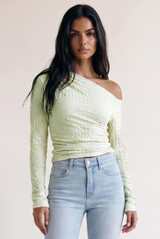 Waffle Asymmetric One Shoulder Top
