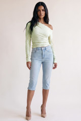 Waffle Asymmetric One Shoulder Top