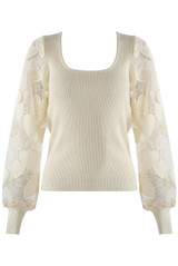 Ribbed Top With Heart Lace Sleeves