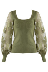 Ribbed Top With Heart Lace Sleeves