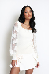 Ribbed Top With Heart Lace Sleeves