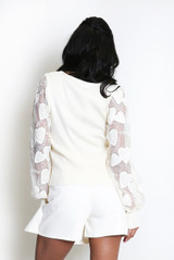 Ribbed Top With Heart Lace Sleeves