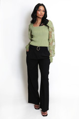 Ribbed Top With Heart Lace Sleeves