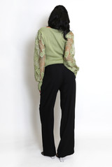 Ribbed Top With Heart Lace Sleeves