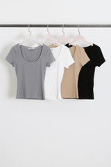 Short Sleeve Fitted Ribbed Top
