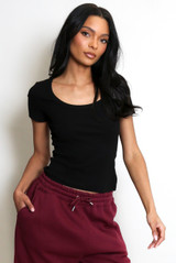 Short Sleeve Fitted Ribbed Top