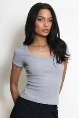 Short Sleeve Fitted Ribbed Top
