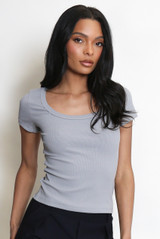 Short Sleeve Fitted Ribbed Top