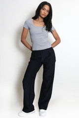 Short Sleeve Fitted Ribbed Top