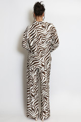 Zebra Pattern Wide Leg Trousers