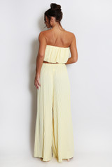 Pleated Bandeau Crop Top And Wide Leg Trouser Set