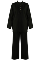 Oversized Button Neck Sweatshirt And Trouser Set