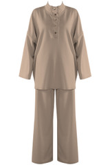 Oversized Button Neck Sweatshirt And Trouser Set