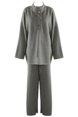 Oversized Button Neck Sweatshirt And Trouser Set