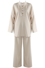 Oversized Button Neck Sweatshirt And Trouser Set