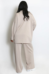 Oversized Button Neck Sweatshirt And Trouser Set