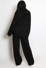 Oversized Button Neck Sweatshirt And Trouser Set