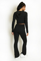 Embellished Fitted Zip Hoodie And Flare Trouser Set