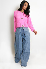 Denim Pleated Palazzo Fit Jeans