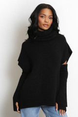 Roll Neck Jumper With Cut Out Sleeves