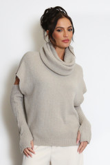 Roll Neck Jumper With Cut Out Sleeves