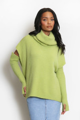 Roll Neck Jumper With Cut Out Sleeves
