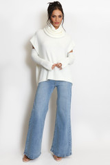 Roll Neck Jumper With Cut Out Sleeves