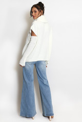 Roll Neck Jumper With Cut Out Sleeves