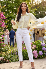 Appliqued Floral Sheer Blouse