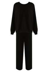Contrast Piping Sweatshirt And Wide Leg Jogger Set