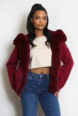 Burgundy Faux Fur Lined Hoodie