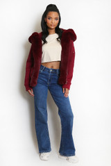 Burgundy Faux Fur Lined Hoodie