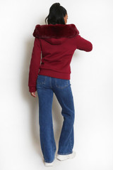 Burgundy Faux Fur Lined Hoodie