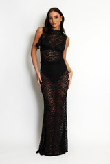 Sheer Floral Lace Maxi Skirt