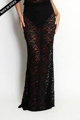 Sheer Floral Lace Maxi Skirt