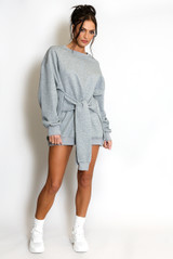 Tie Front Sweatshirt Dress