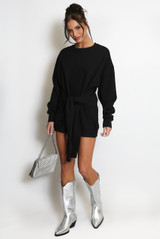 Tie Front Sweatshirt Dress