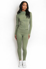 Active Zip Top And Push Up Legging Set