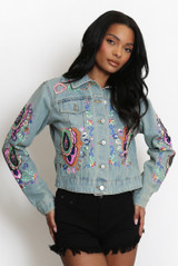 Paisley Embroidered Denim Jacket