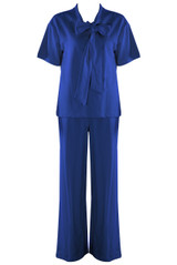 Casual Bow Neck Top And Trouser Set