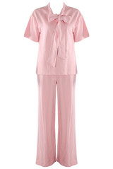Casual Bow Neck Top And Trouser Set