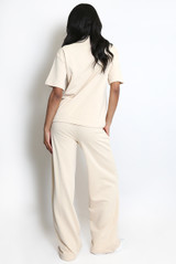 Casual Bow Neck Top And Trouser Set