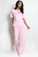 Casual Bow Neck Top And Trouser Set